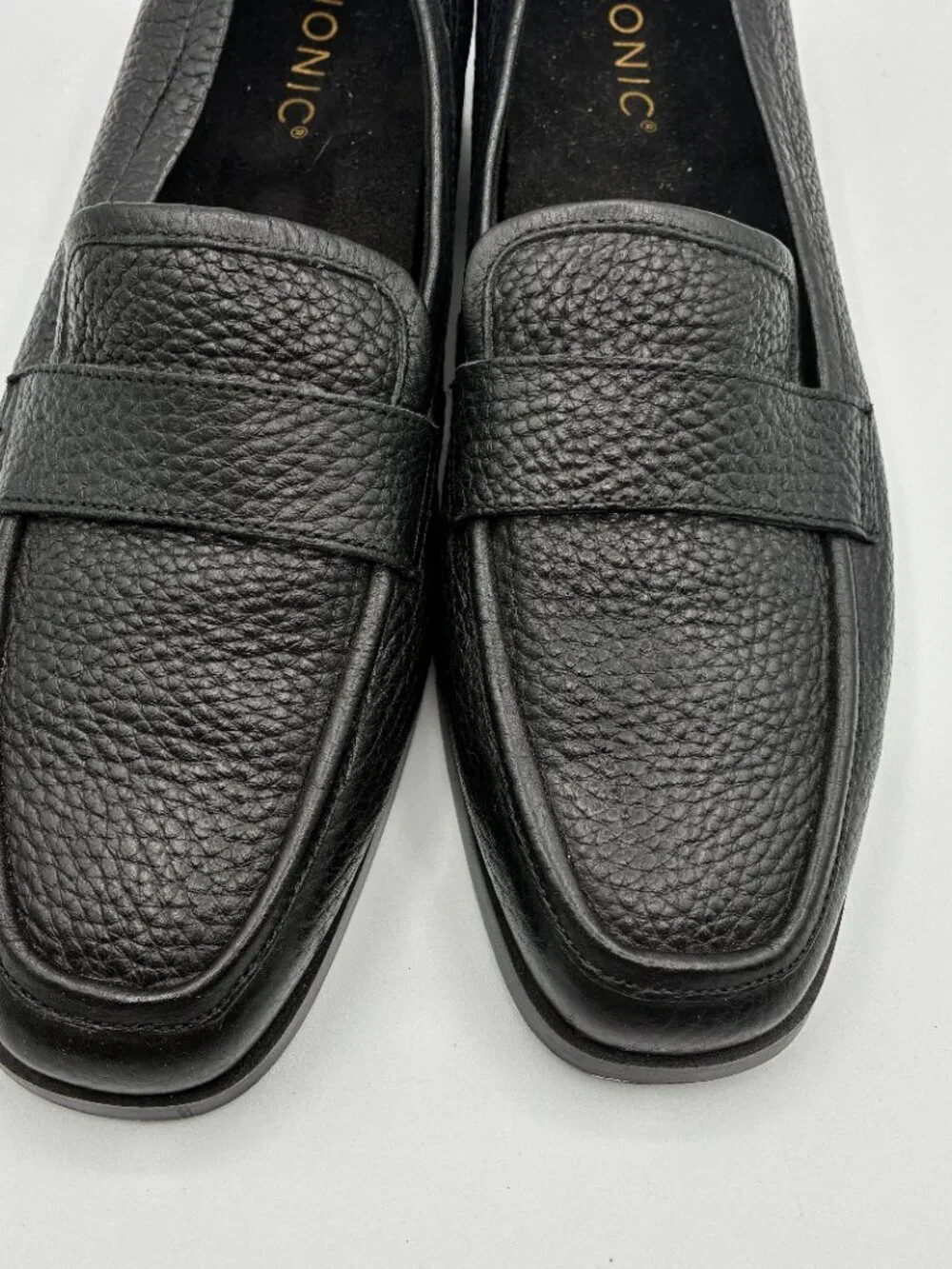 Vionic Shoes Black Pebbled Leather Sellah Loafers Slip On Flats